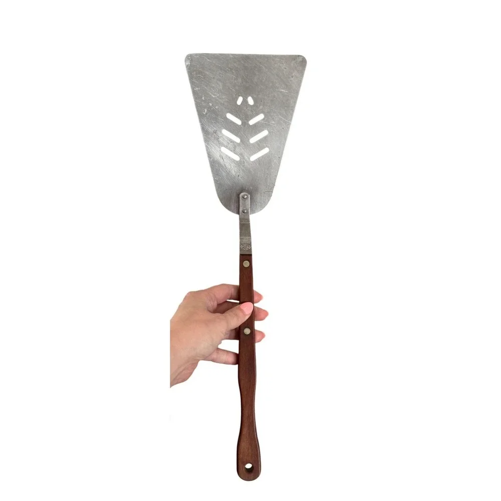 Vintage ACF Stainless Steel‎ Spatula Wood Handle Slotted Turner Kitchen Tool